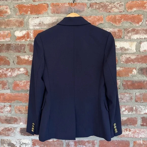 Theory Navy Wool Blazer Gold Buttons Size 6 Classic Tailored Jacket